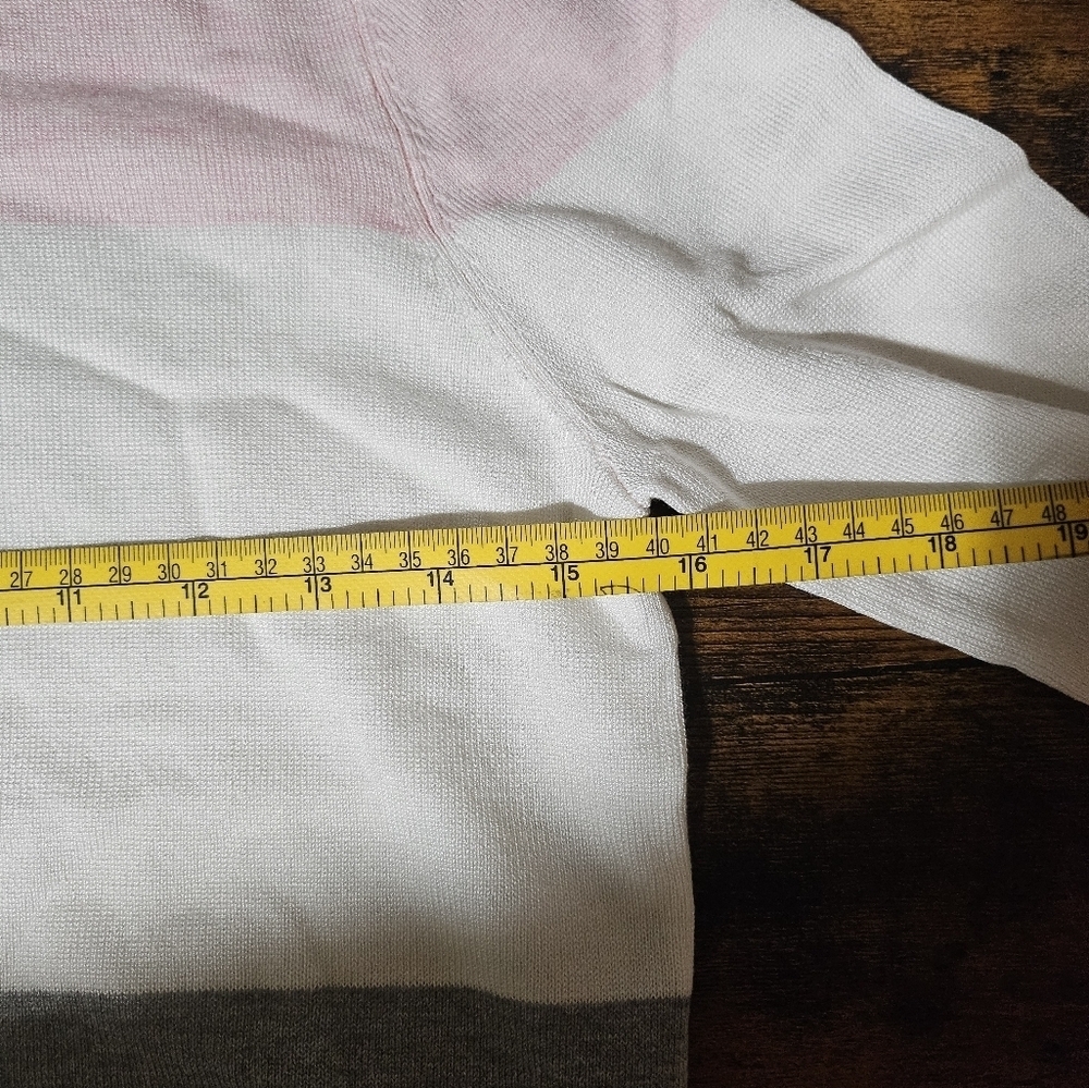 NEW Love Ellie Colorblock Hooded Knit Sweater Medium Pink Gray White - Picture 7 of 8